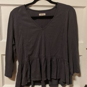 Madewell Faded Blue Peplum Blouse Size M ✨